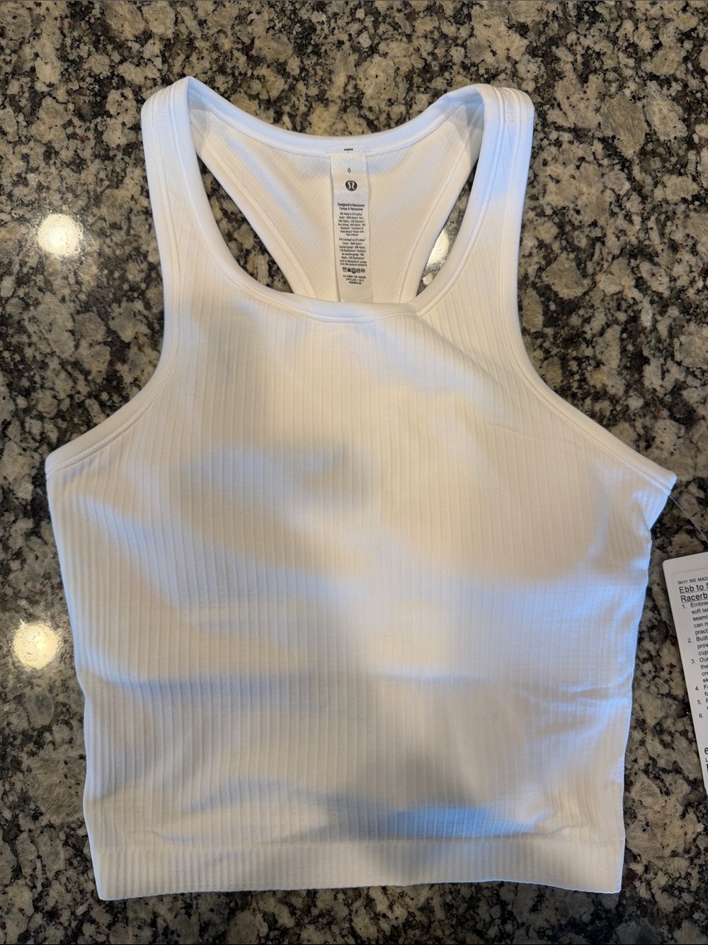 Lululemon Ebb to Street Cropped Racerback. White Ribbed Racerback Crop Tank